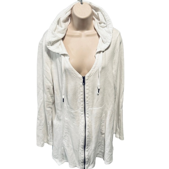 XCVI Tops - ✌️OUT✌️XCVI Jacket Hoodie Towel Cotton Women's XL Crisp White Cover Up Beach